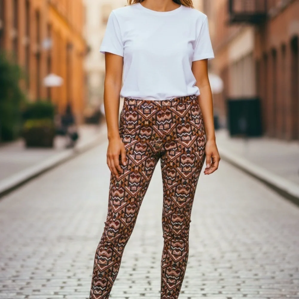 H&M geometric print cigarette leg pants 8